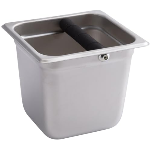 6” Deep Commercial Grade Stainless Steel Coffee Knock Box with Rubber Knock Bar 0.6mm Thickness