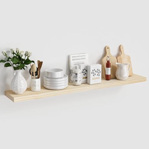 Natural Wood Floating Shelves 48”