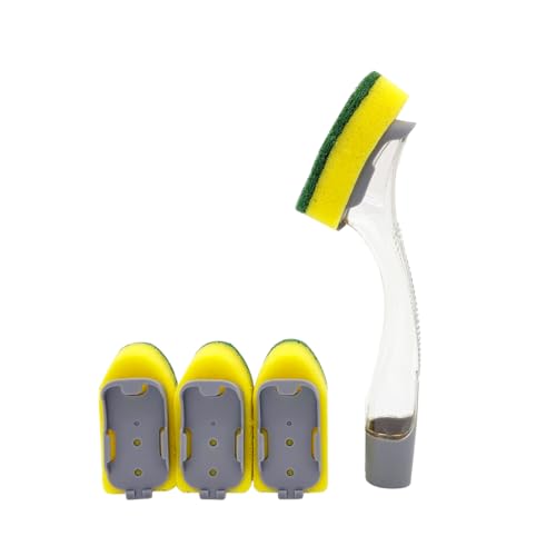 The Pot Brush with Green and Yellow Washing Pads Does not Damage The Pot Handle and can be Used to add Liquid