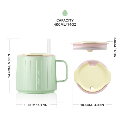 14 oz Insulated Coffee Mug with Lid and Straw