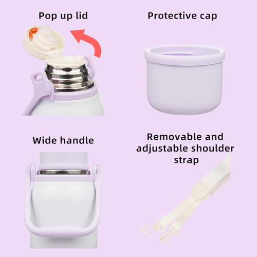 Stainless Steel Insulated Bottle with Handle & Strap