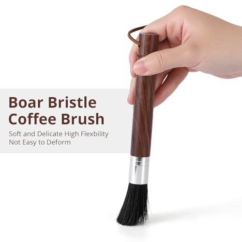 2 Pack Coffee Grinder Cleaning Brush with Natural Walnut Wood Handle and Black Boar Bristle (2 Count)