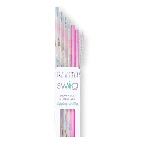 Reusable Straw Set with Cleaning Brush (6 Count)