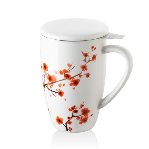 Sweejar Porcelain Tea Mug with Infuser and Lid