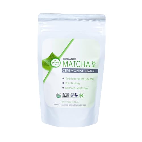 Aiya Certified USDA Japanese Organic Ceremonial Grade Matcha Green Tea Powder (3.5 Ounce)