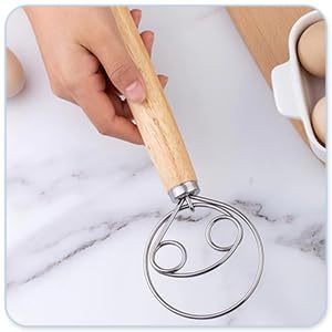 Versatile 13 Inch Danish Dough Whisk for Sourdough