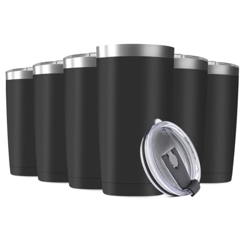 6 Pack 20oz Tumbler Vacuum Insulated Travel Mug with Lids (6 Count)