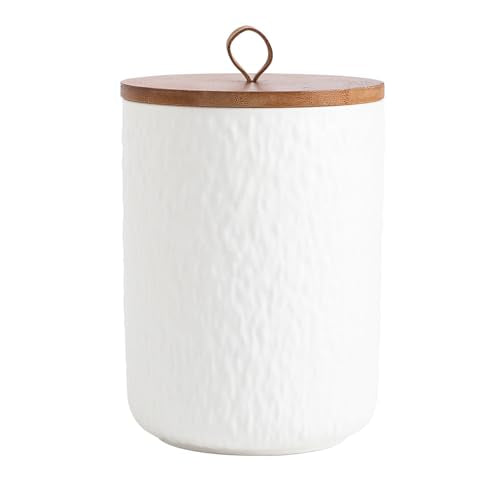 Black White Ceramic Coffee Canister Tea Canister with Seal Wood Lid (3 Count)