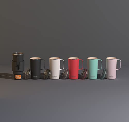 Tower Mug Ceramic Inner Coated Insulated Stainless Steel Cup for Pure Tasting Coffee with Easy Hold Handle and Tritan Lid Fits Standard Cup Holders 20 Ounce Travel Mug