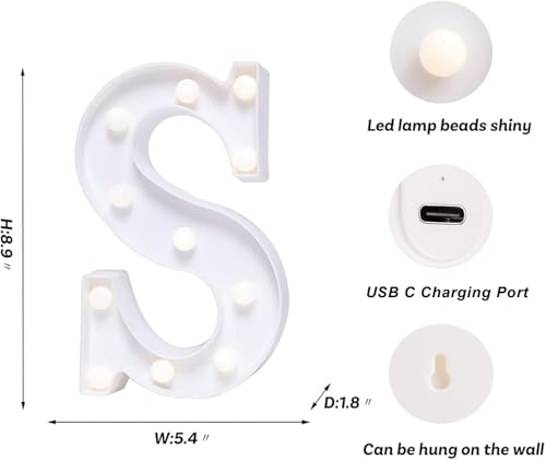 Rechargeable LED Letter Lights Sign Marquee Light Up Letters Sign for Night Light Wedding