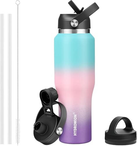 40 oz Insulated Water Bottle with Straw fit in Car Cup Holder