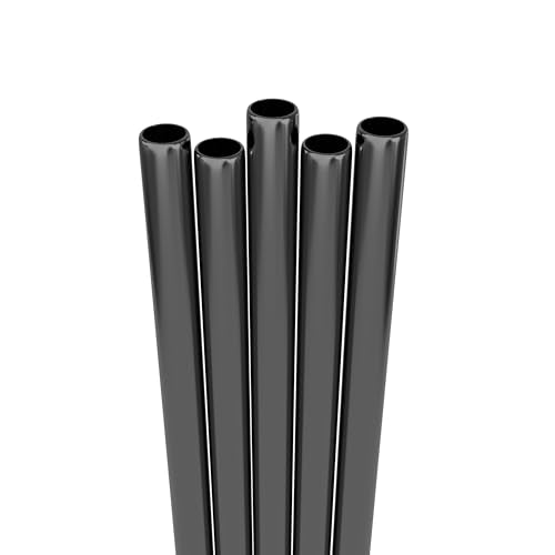 5 Stainless Steel Black Straws with Cleaning Brush. 9.45" Long Metal Straws Reusable for 20 24 30 Oz Tumblers (5 Count)