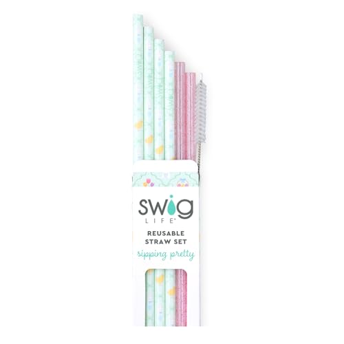 Reusable Straw Set with Cleaning Brush (6 Count)