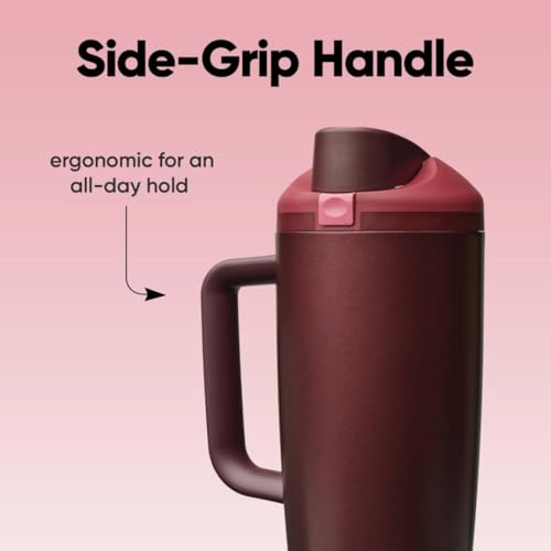 FreeSip Tumbler Stainless Steel Water Bottle 40 oz Black Cherry