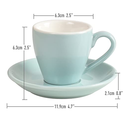 Porcelain Espresso Cup with Saucer And Stainless Steel mini Spoons (7 Count)