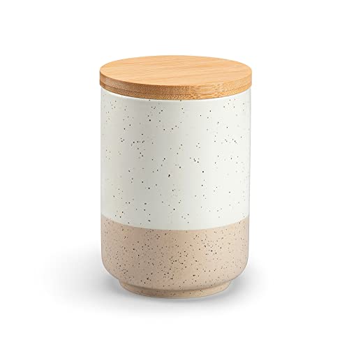 Sabine Small Ceramic Canister with Airtight Wood Lid