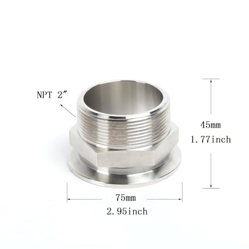 SS304 KF50 NPT Male Adaptor thread 2" NW50 KF Male coupling ISO