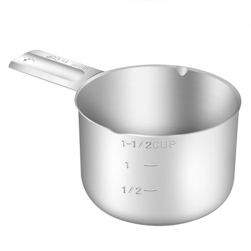 1PCS 1-1/2CUP(360ml) Measuring Cup, 18/8 Stainless Steel Measure Scoop