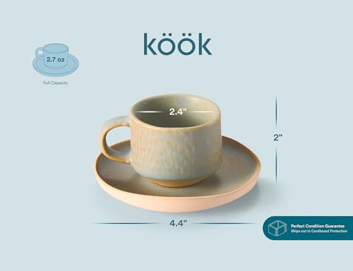 Espresso Mug and Saucer Set (4 Count)