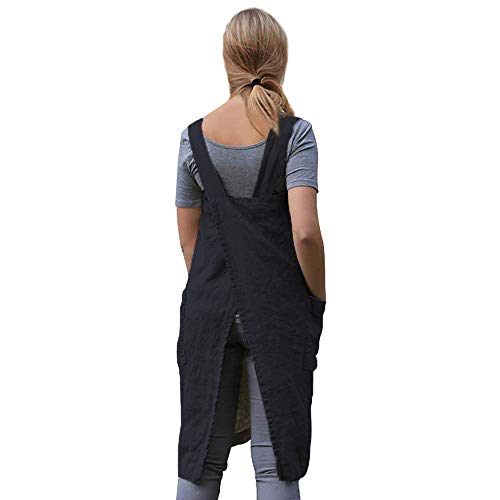 Women’s Pinafore Square Apron Baking Cooking Gardening Works Cross Back Cotton