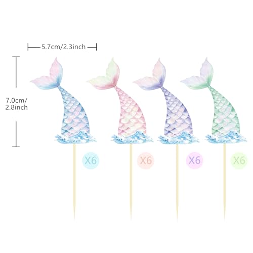 24 Pcs Mermaid Tail Cupcake Toppers (24 Count)