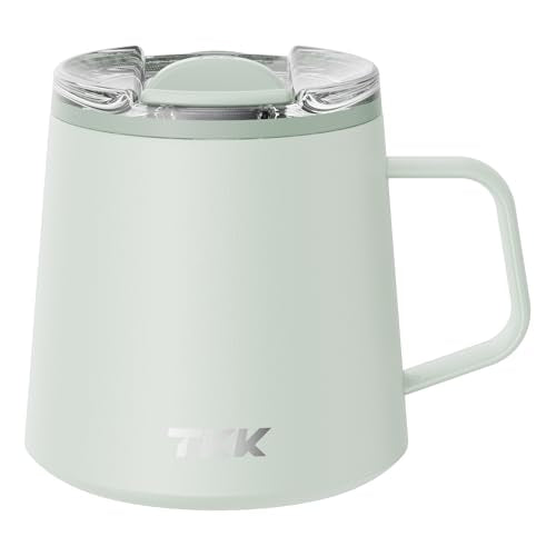 12 oz Insulated Coffee Mug with Handle Ceramic Coating Detachable Slider Lid Stainless Steel Tumbler Double Wall Vacuum Travel Cup