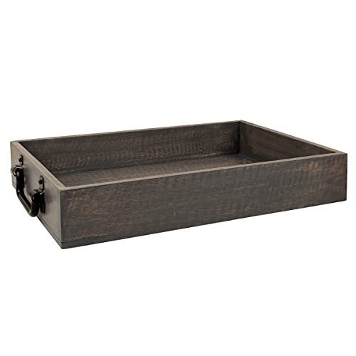 Handmade Wooden Tray with Metal Handles
