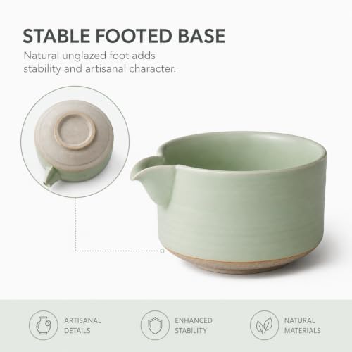 Matcha Traditional Porcelain Tea Bowl with Pour Spout