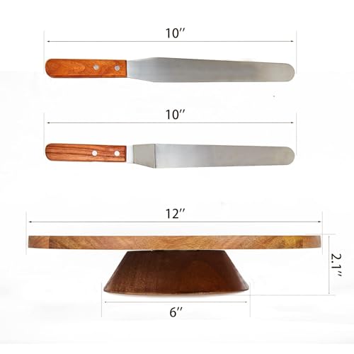 12" Acacia Wood Revolving Cake Stand