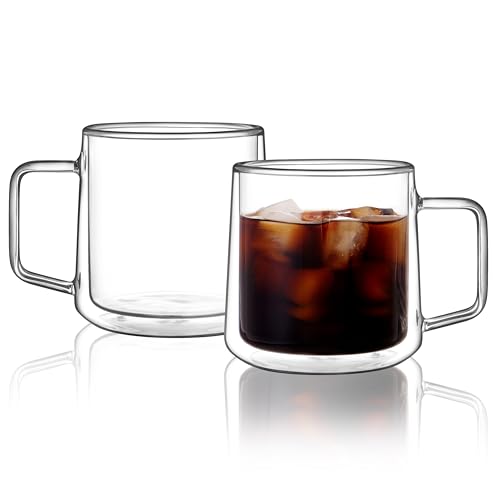 15oz Double Walled Glass Coffee Mugs (2 Count)