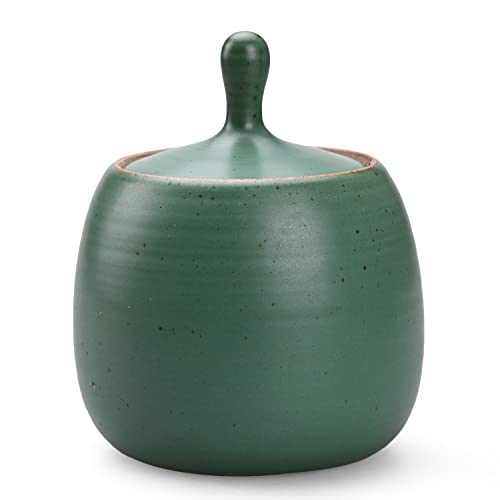 Kitchen Canisters Ceramic Storage Jar with Silicone Airtight Lid Green