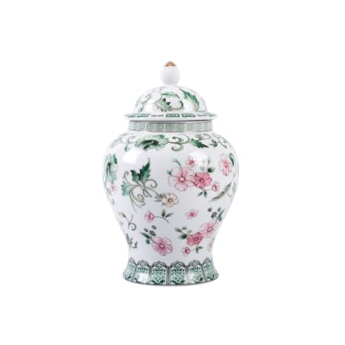 8inches green Ginger Jar with Lid Chinese Decorative flower Ceramic