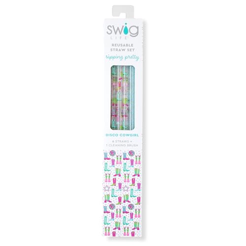 Pack of 6 Reusable Plastic Straws with Cleaning Brush (6 Count)