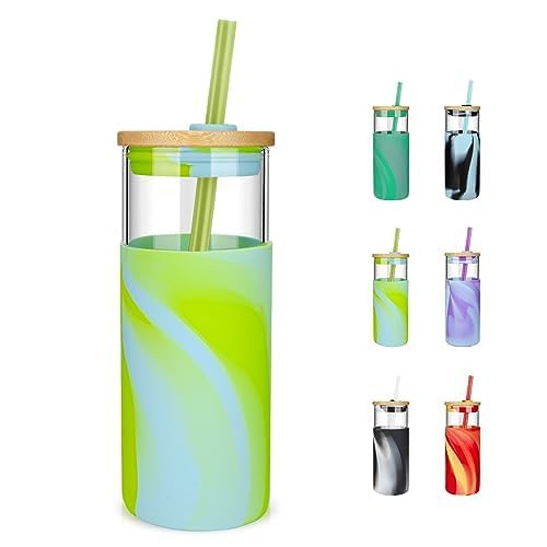 20 oz Glass Tumbler with Lids and Straws