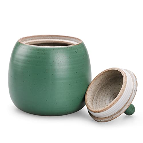 Kitchen Canisters Ceramic Storage Jar with Silicone Airtight Lid Green