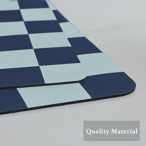Navy Blue Checkered Dish Drying Mat for Kitchen Counter
