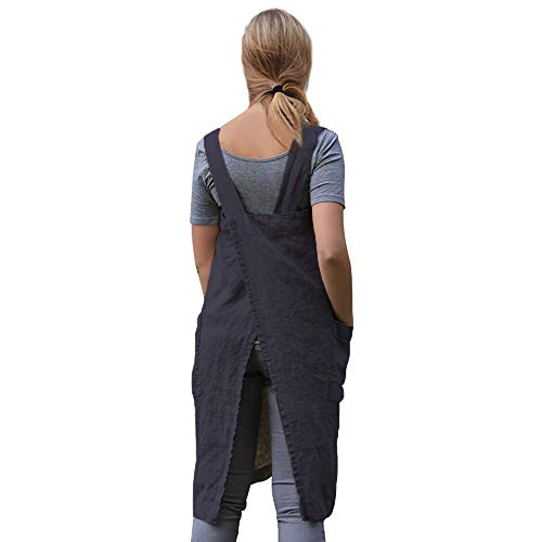 Women's Pinafore Square Apron Baking Cooking Gardening Works Cross Back Cotton