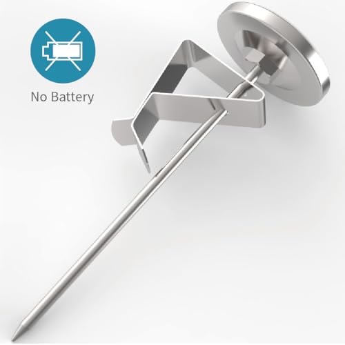 Instant Read Coffee Milk Frothing Thermometer with1.75 inch Dial 5 inch Probe Clip (2 Count)