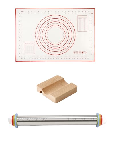 Adjustable Stainless Steel Rolling Pin Set with Thickness Rings (3 Count)
