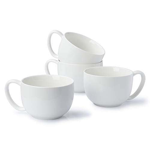 Porcelain 22oz Large Coffee Mugs Set of 4 (4 Count)