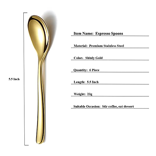 Gold Demitasse Espresso Spoons (6 Count)