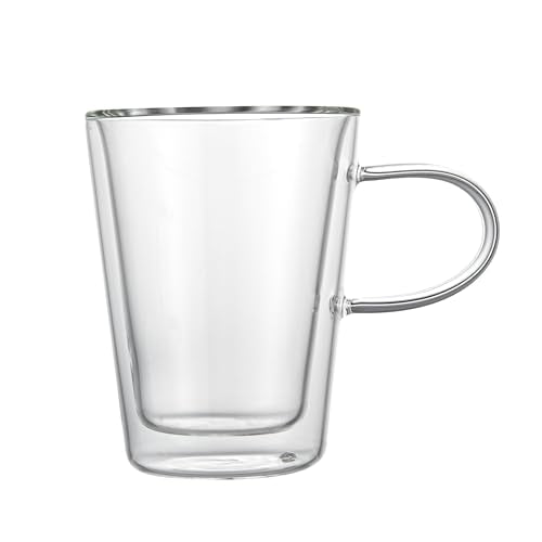 Glass Espresso Cups 5 Count 12 Ounces Borosilicate Double Wall Glass Coffee Mugs Insulated Clear Tea Drinkware for Hot or Cold Beverages (12 Count)