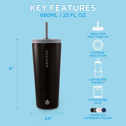 Jasper Insulated Stainless Steel Tumbler with Straw