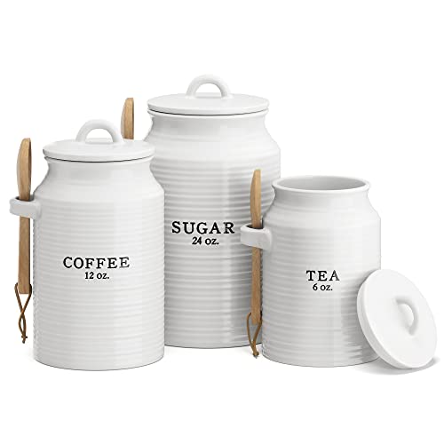 Ceramic Kitchen Canister Set White