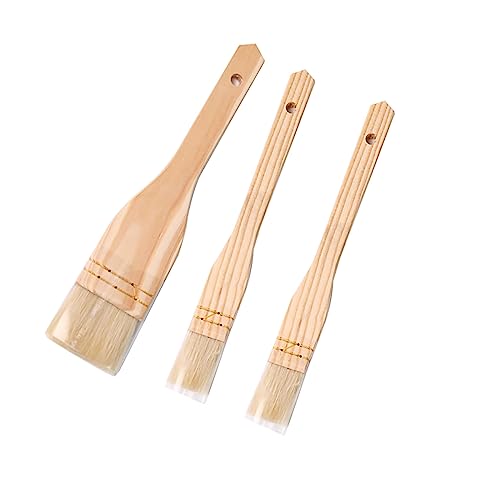 3PCS Pastry Brushes Basting Oil Brush with Goat Bristles and Hardwood Handles BBQ Cooking Baking Brush for Baking