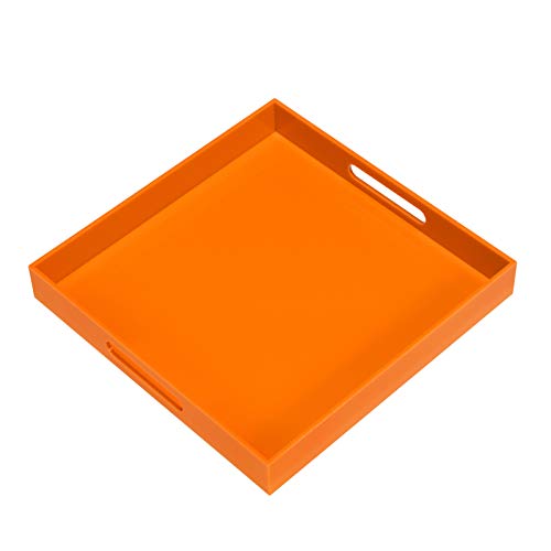 Orange Sturdy Acrylic Serving Tray with Handles