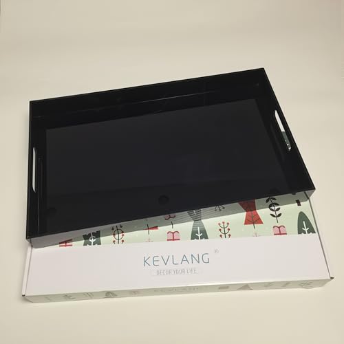 Glossy Black Sturdy Acrylic Serving Tray with Handles