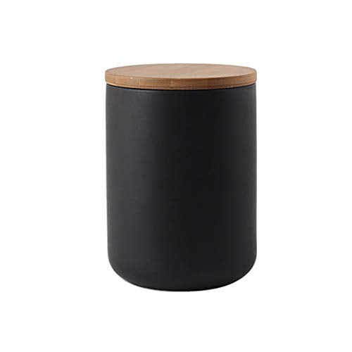 Ceramic Storage Containers with Airtight Seal Bamboo Lids Kitchen Canisters for Sugar Coffee Tea Spice Seasoning