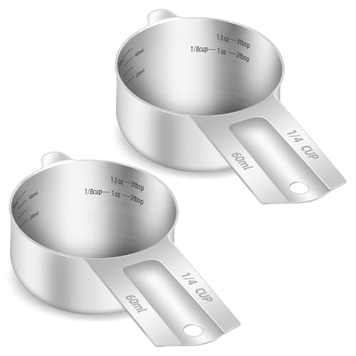2PCS 1/4Cup (60ml, 2oz) Measuring Cup, Etched Inner Scale Measure Scoop (2 Count)