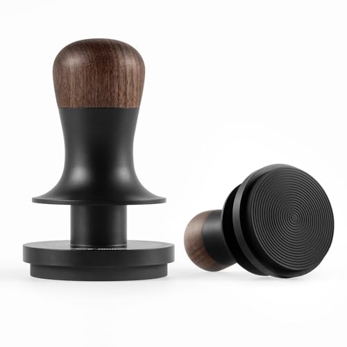 53.35mm Espresso Coffee Tamper with Three Spring Loaded Calibrated Espresso Tamper 30lbs 54mm Espresso Hand Tamper with Sound Feedback Titanium Coating Black T6177T